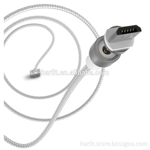 WSKEN 2 in 1 Durable Fabric Braided Magnetic Charge Cables With Round Detachable Connectot For iPhone and Android